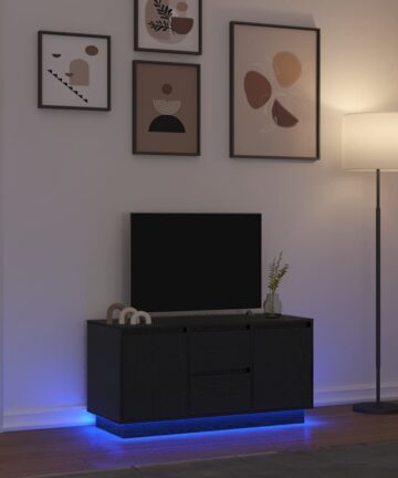 TV-Schrank mit LED-Leuchten Schwarz Eichen-Optik 100x41x50 cm
