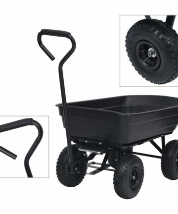 Garten-Kippwagen 300 kg 75 L Schwarz