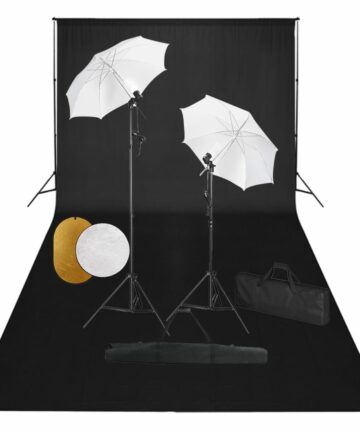 Fotostudio-Set mit Leuchten, Schirmen, Hintergrund, Reflektor