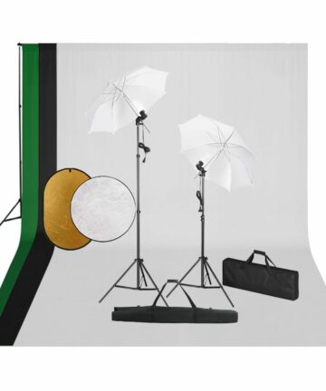 Fotostudio-Set mit Leuchten, Hintergrund und Reflektor