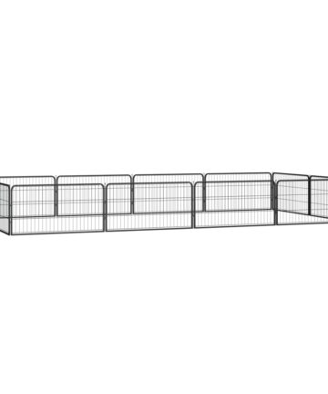 12-tlg. Hundelaufstall Schwarz 100x50cm Stahl Pulverbeschichtet