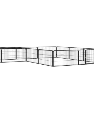 12-tlg. Hundelaufstall Schwarz 100x50cm Stahl Pulverbeschichtet