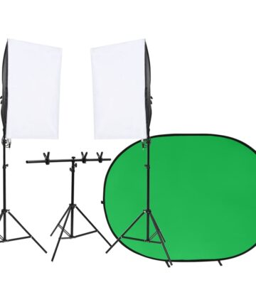 Fotostudio-Set mit Leuchten und Hintergrund