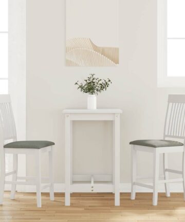 Barhocker mit Kissen 2 Stk. Weiß Massivholz Gummibaum