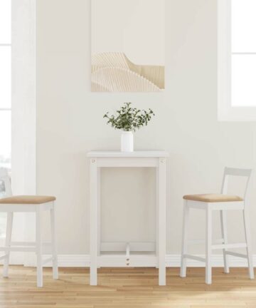 Barhocker mit Kissen 2 Stk. Weiß Massivholz Gummibaum