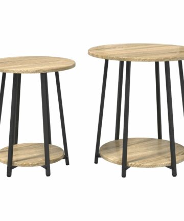 Beistelltisch 2er-Set Sonoma Eiche, Holzwerkstoff und Metall