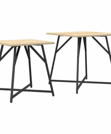 Beistelltisch 2er Set Sonoma Eiche, Holz und Metall
