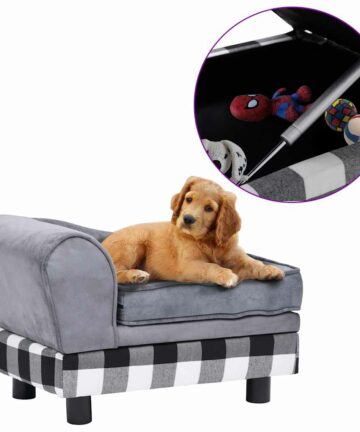 Hundesofa Grau 57x34x36 cm Plüsch