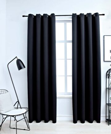 Verdunkelungsvorhänge mit Ringen 2 Stk. Schwarz 137x213 cm Stoff