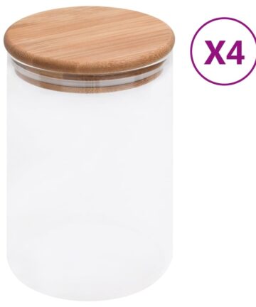 Vorratsgläser mit Bambusdeckel 4 Stk. 800 ml