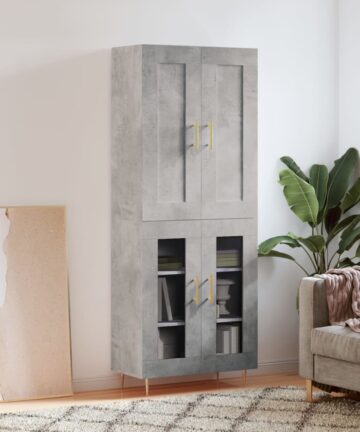 Highboard Betongrau 69,5x34x180 cm Holzwerkstoff