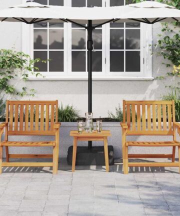 Gartenstühle mit Tisch 3 Teile Massivholz Akazie