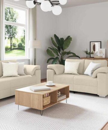 3-teiliges Sofaset mit Kissen aus Leinen