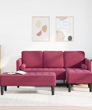 Garten Sofa mit Bank und Kissen L-Form Gelber Samt
