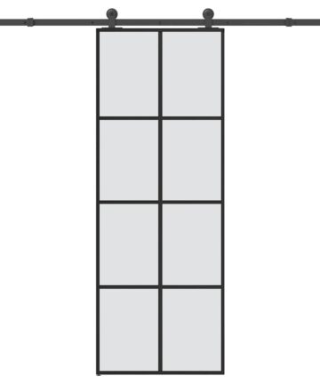 Schiebetür mit Beschlag 76x205 cm ESG-Glas & Aluminium