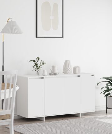 Weißes Sideboard Weiß Holz 135 x 41 x 75 cm Weißes Sideboard