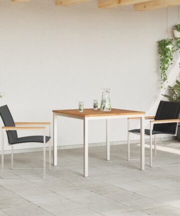 5-teiliges Garten Essgruppe aus massivem Holz Akazie, Esszimmertisch 90x90x74.5 cm aus massivem Holz Akazie