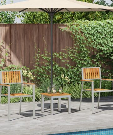 3-teiliges Garten-Esszimmer-Set aus massivem Teakholz