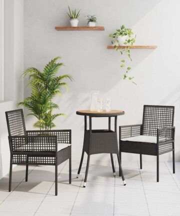 3-teiliges Gartentischset Schwarz Poly-Rattan