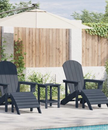 Adirondack-Stühle mit Fußstützen 2 Stk Marineblau HDPE