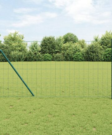 Euro Zaun Set mit 2 Grün Pulverbeschichteter Stahl 10 x 1,2 m