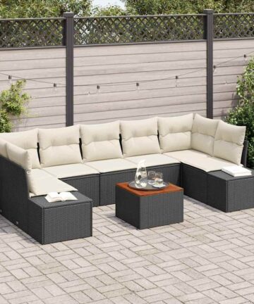 Garten-Sofa-Set 8 pcs Schwarz, weiß 55 x 55 x 37 cm