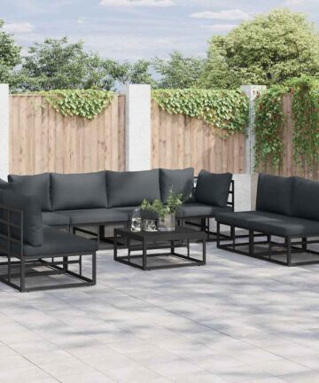 Garten-Sofa-Set 8 pcs Schwarz 283 x 71.5 x 71 cm Aluminium