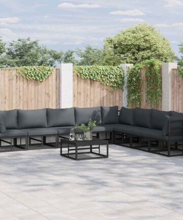 Garten-Sofa-Set 8 pcs Schwarz 353 x 283 x 71 cm Aluminium