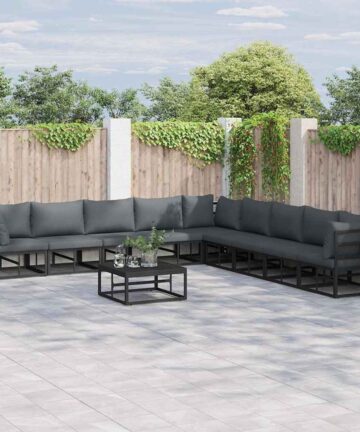 Garten-Sofa-Set 9 pcs Schwarz 353 x 353 x 71 cm Aluminium