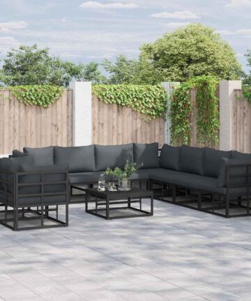 Garten-Sofa-Set 9 pcs Schwarz 283 x 283 x 71 cm Aluminium