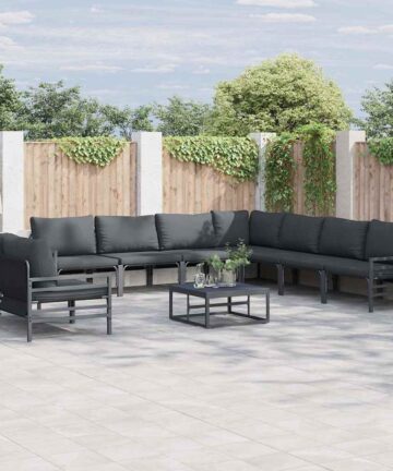 Garten-Sofa-Set 9 pcs Anthrazit Stahl