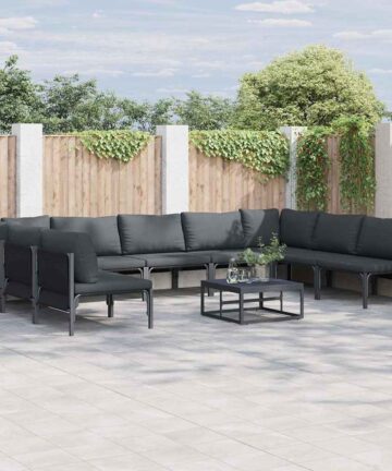 Garten-Sofa-Set 9 pcs Anthrazit Stahl