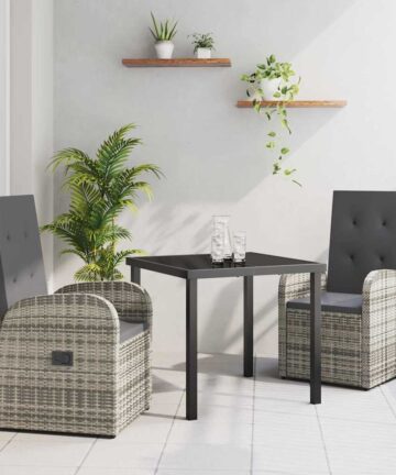 Gartenmöbelset mit Kissen 3 pcs Grau 80 x 80 x 73 cm PE Rattan