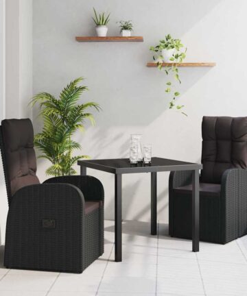 Verstellbare Gartenstühle 3 pcs Schwarz 80 x 80 x 73 cm