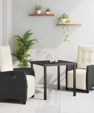 3-teiliges Garten-Esszimmer Set, Schwarz, Poly Rattan