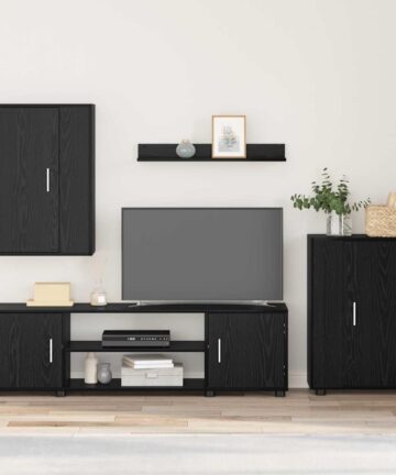 4-teilige TV-Schrank Set 4 pcs Schwarze Eiche Holzwerkstoff