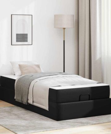 Bettgestell mit Matratze Schwarz 80 x 200 cm Kunstleder