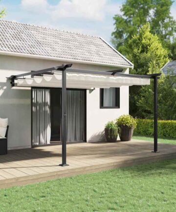 Wandmontierter Pavillon Creme 3 x 3 m Stahl