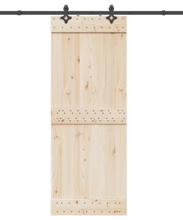 Schiebetürbeschlag-Set 213,5 cm Stahl Schwarz