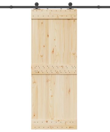 Schiebetürbeschlag-Set 213,5 cm Stahl Schwarz