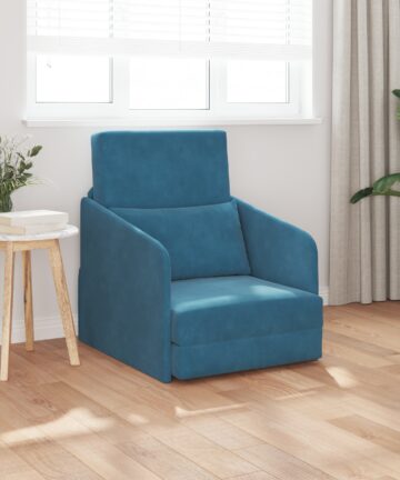Boden-Sofa-Bett 2-in-1 Blau 65x80x83 cm Velvet