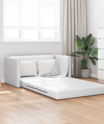 Boden-Sofa-Bett 2-in-1 Weiß 124x71x78 cm Kunstleder