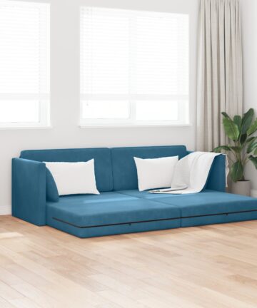 Boden-Sofa-Bett 2-in-1 Blau 213x144x60 cm Samt