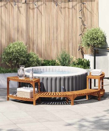 Whirlpool Umrandung Halbrund 252x111.5x55.5 cm Massivholz Akazie