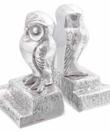 Buchstützen 2 Stück Silber 12x9x19 cm Aluminium Eule