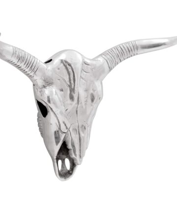 Wandmontierter Bullenkopf Silber 49x10x36 cm Aluminium