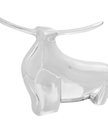 Bullen Skulptur Silber 37x44x17 cm Aluminium