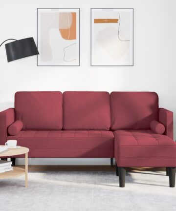 3-Sitzer L-förmiges Sofa Weinrot 160 cm Stoff
