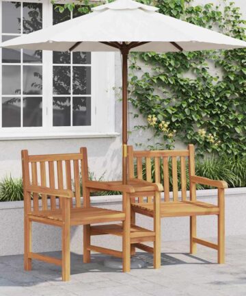 Outdoor-Stühle mit Regal Braun 152 x 63 x 89 cm Teak-Massivholz