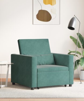 3-in-1 Einzel-Sofa-Bett umwandelbar dunkelgrüner Samt
